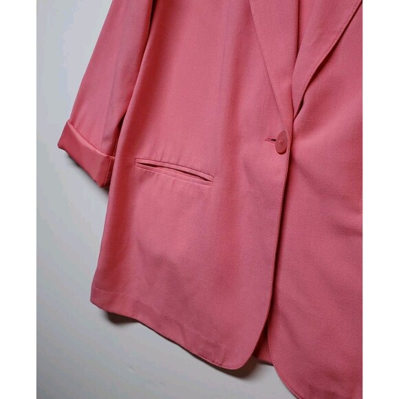 Vtg Sag Harbor Women's 14 Blazer Salmon Square Pockets Collar 1 Button Closure - Picture 10 of 16